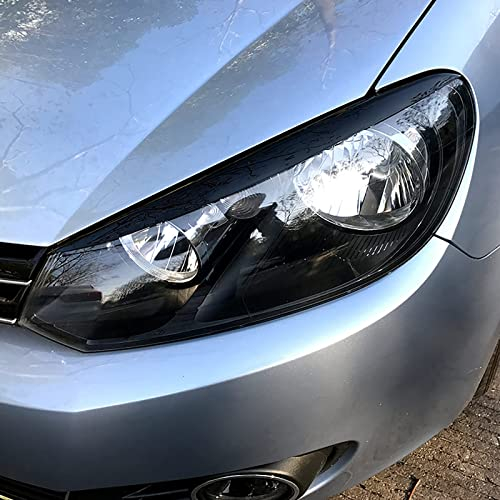 JAHURO Auto-Scheinwerfer-Augenbrauen, für VW Golf 6 MK6 VI GTI GTR 2008-2013, Auto-Scheinwerfer-Augenbrauen-Abdeckung, dekorative Scheinwerfer-Aufkleberstreifen,A-Bright Black-Standard