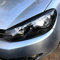 JAHURO Auto-Scheinwerfer-Augenbrauen, für VW Golf 6 MK6 VI GTI GTR 2008-2013, Auto-Scheinwerfer-Augenbrauen-Abdeckung, dekorative Scheinwerfer-Aufkleberstreifen,A-Bright Black-Standard