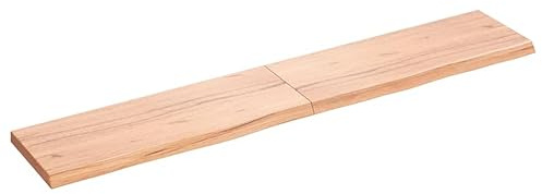 vidaXL Wandregal, Holzregal Regal Handgefertigt mit Baumkante, Wandboard Regalbrett Scharnierdesign, Bücherregal Hängeregal, Hellbraun 160x30x(2-4) cm Massivholz Eiche Behandelt