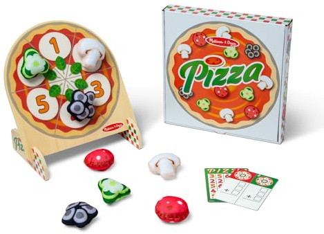 Melissa & Doug Doppelseitige Pizzabeläge Wurfspiele für 1 oder 2 Spieler | Sitzsackzielspiel, Bingo, Tic-Tac-Toe, Zuordnen, Zahl, Motorik, Aktivitätenspielzeug für Kinder ab 3 Jahren