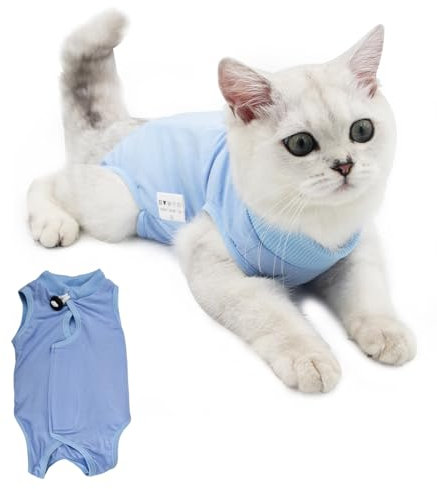 Katzenbody Nach op Kastration Katze, Katzen Body für Katzen Operation, Recovery Suit Katze, Chirurgischer Genesungsanzug, Professioneller Erholungsanzug für Bauchwunden Oder Hautkrankheiten (L, Blau)