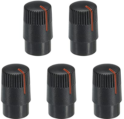 QUARKZMAN Potentiometer Drehknopf ABS Gitarre Knopf für 6mm D Typ Welle E-Gitarren Verstärker Stereoanlagen Bass Lautstärke Ton 180° Drehknopf Schwarz Orange 5Stk
