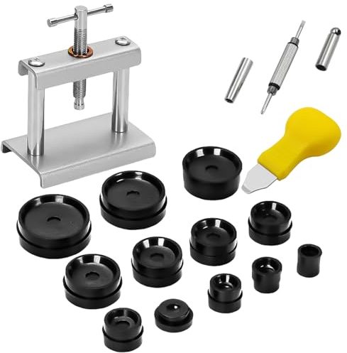 HOMURY Set di riparazione orologi, 12 forme, strumento a leva H, driver, batteria, argento