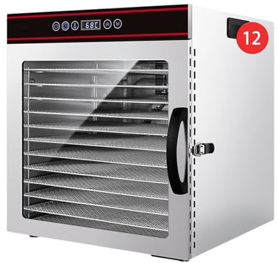 Food Dehydrator Cosori 12 Schichten, 360° Luftumlauf, 24-Stunden-Timer, Temperaturregelung 30-90℃, 201 Liner, Einfache Bedienung mit Elektronischer Steuerung(12 layer)