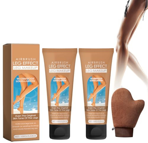 Self Tanner Self Tanning Lotion, Selbstbräuner 2 Stück Selbstbräunungscreme Selbstbräunungslotion Sonnenbräunungscreme mit einem Selbstbräunungshandschuh, für Gesicht Körper Beine Arme (Wheat, 200g)