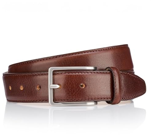 LINDENMANN Premium Gürtel Handmade in EU 35 mm braun, Farbe/Color:braun, Size US/EU:Bundweite 105 cm Gesamtlänge 120 cm W 41.3 XL