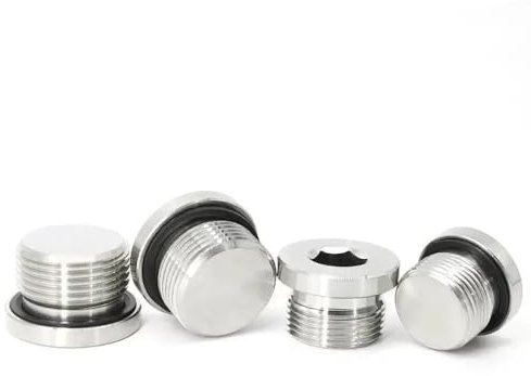 AYYSSM Tapón de Brida Hexagonal de Acero Inoxidable 304, tapón de Aceite de Cabeza Roma, Anillo de Sellado ED, Rosca de Tornillo, Macho métrico(M10x1)