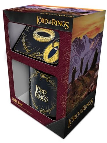 Pyramid International The Lord of The Rings Gift Set - Includes 11oz/312ml Mug, Coaster & Keychain - Fantastic Choice for Fantasy Fans - One Size