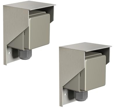 ledscom.de 2 unidades Toma de corriente de superficie PIWI para exteriores, IP44, simple, acero inoxidable