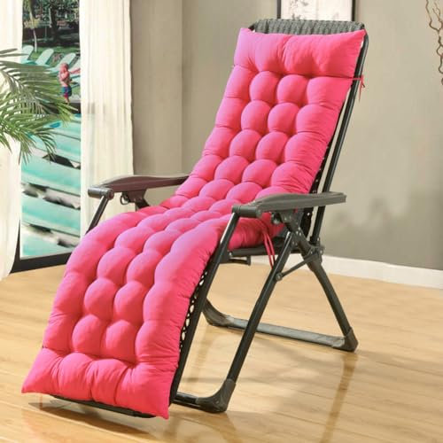 Coussin de chaise longue de jardin rose – Coussin épais avec attaches antidérapantes pour chaise longue à bascule – Coussins en bois portables pour voyage, vacances (150 x 4)