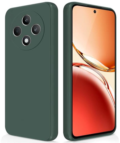 GiiYoon Hülle Kompatibel mit Oppo Reno 12 F, Hochwertiges Liquid Silicone Case, Rundumschutz Handyhülle, Kratzfestes Weiches Mikrofaserfutter- grün