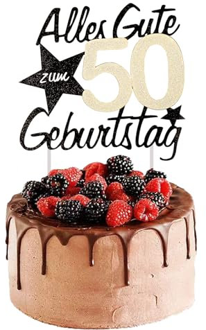 Tortendeko 50 Geburtstag Männer Frauen, 50 Geburtstag Alles Gute zum, 50th Birthday Cake Topper Kuchen Topper Kuchendeko, Happy 50th Birthday Kuchendeko, Gold Schwarz Frauen Männer