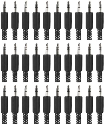 Greluma 30 Pcs Prise Jack de réparation de Remplacement stéréo 3,5mm, Prise mâle TRS 3 pôles 1/8, connecteur de câble Audio de Type à souder 3,5mm pour réparation de câble de Casque/Casque/écouteur