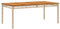 Myheimly Gartentisch, Esstisch für Garten Terrasse, Terrassentisch mit Holzplatte Stahlrahmen, Gartenmöbel Tisch Beige 180x90x75 cm Poly Rattan Akazienholz