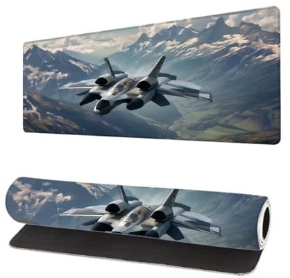 Grand Tapis de Souris XXL 700x300x3mm, Tapis de Souris Gamer Montagne avec Surface en Antidérapant Résistant à l'eau Tapis de Bureau Mouse Pad Avion, sous Main Souris à Bords Cousus pour Bureau V-1
