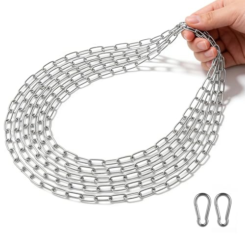 Edelstahlkette Meterware,6m stahlkette,1.5mm Kette Edelstahl Meterware Metallkette,Metall Kette Zum Aufhängen, Gliederkette Edelstahl Für Hundekette Ankerkette Wäschekette Schwenkkette (1.5mm 6M)