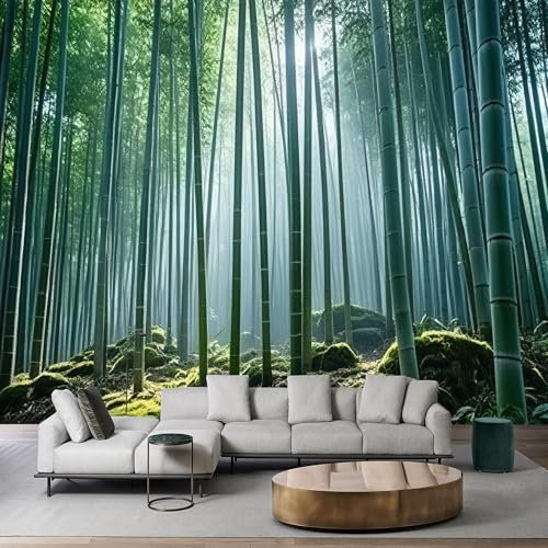 Papier peint autocollant amovible pour salon, chambre à coucher et jardin zen - Motif forêt de bambou