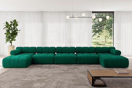 ALTDECOR Modulares Sofa Ecksofa in U-Form Corner modular Sofa Eckcouch Couch Wohnlandschaft Cauchsofa Polstersofa Tesso-U3-475x160x70 cm Dunkelgrün