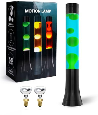 Klarlight Valentinstag Lavalampe Grün Wachs Blau Flüssigkeit Beruhigende Bewegung Lavalampe für friedliche Entspannung, 15,35 Zoll, mit 2 Packungen R39 25W E14 Reflektorlampe, EU-Stecker