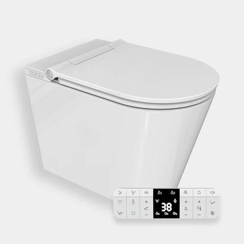 MEWATEC | Dusch-WC Set EasyUp 2.0 E1600B | Komfort Duschfunktionen | Entkalkungsfunktion | bodenstehend mit Wandabfluss