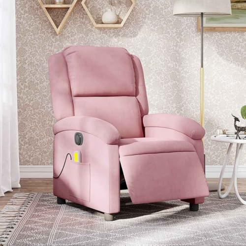 Générique Fauteuil inclinable de Massage électrique Rose Velours Meubles Fauteuils et chaises Fauteuils (Poids 21.9KG)