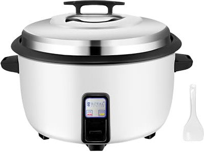Royal Catering Elektrischer Reiskocher 27 L 3600 W für bis zu 70 Portionen automatische Warmhaltefunktion Antihaftbeschichtung inklusive Messbecher und Reislöffel Multikocher