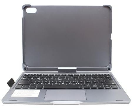 REALPOWER PadStand 10,9 iPad Schutzhülle mit Bluetooth-Tastatur, 360-Grad-Drehfunktion, Hintergrundbeleuchtung, 600g, 255x17x196mm