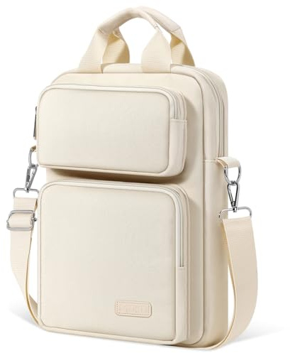MoKo 13 pollici Tablet Sleeve Borsa per iPad Air M3 13, iPad Pro 12,9/11, Galaxy Tab S9+ 12,4, Surface Pro 12,3, Maniglia Custodia con tre strati di stoccaggio e tracolla staccabile, Kaki Chiaro