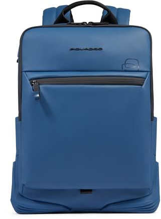 Piquadro Wasserfester Laptop-Rucksack 14 Mann Stoff stahlblau