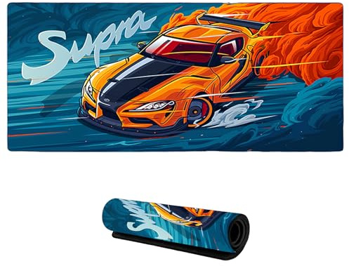 GmeDhc XXL Gaming Desk Mat, Car Mouse Pad, 900 x 400 mm, Large Mouse Pad, Laptop Desk Mat, Anti-Slip, Precise, Sewn Edge, Race Car Themed