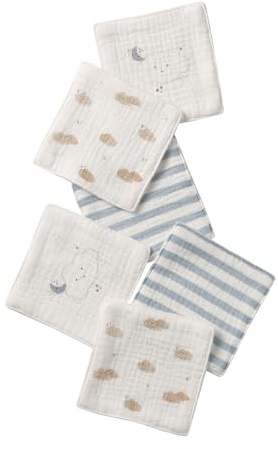 VERTBAUDET Lot de 6 Lingettes Lavables et Réutilisables Nuages TU