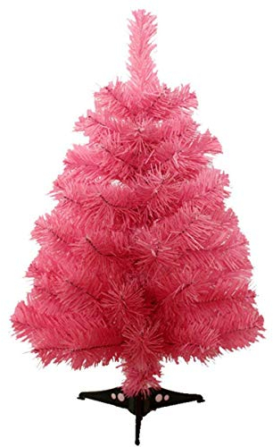 Fouriding 2ft 60cm Künstlicher Weihnachtsbaum Christbaum Tannenbaum mit KunststoffStänder (Rosa)