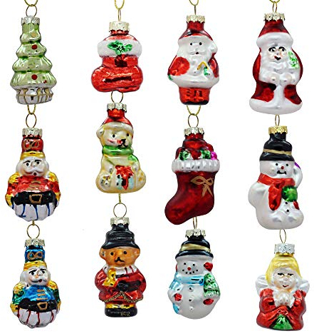 Cepewa Christbaumschmuck 12er Set Weihnachtsbaum Anhänger Figuren Nikolaus Schneemann
