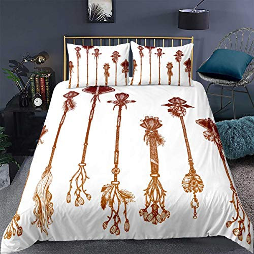 Loussiesd Bettwäsche Set Stumpf Indien Waffe Weiß Bettbezug Set für Kinder Jungen Mädchen 135x200 cm Microfaser Betten Set mit Reißverschluss und 1 Kissenbezug 80x80 cm