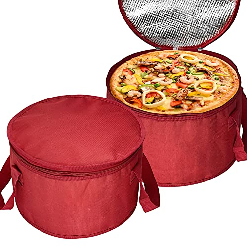 2 Stück 27,9 x 17,8 cm große, runde Thermo-Tortenträger-Taschenträger, wiederverwendbare isolierte Kuchenträger, Auflaufform, Kühltaschen für Potluck, Picknicks, faltbare Lunchtasche Lieferung (rot)