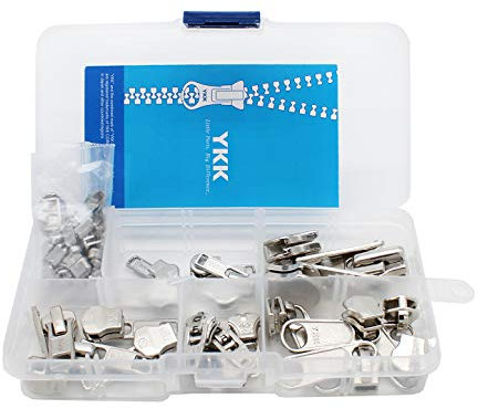 YKK Reißverschluss-Reparatur-Set, Metall, verschiedene Aluminium-Schieber, einfache Behälteraufbewahrungssets mit #3, #4,5, #5 und #10, inklusive #3, #4,5, #5 und #10 obere und untere Stopps