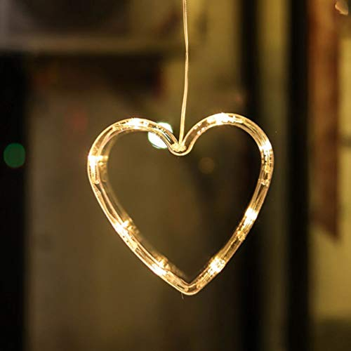 Uonlytech LED Herz Fenster Licht Herz Hängen Licht mit Saugnapf Vorhang Pendelleuchte für Weihnachten Valentinstag 3Pcs