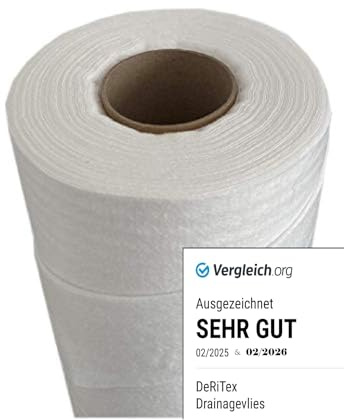 DeRiTex 300g/500g/1000g Premium - Drainagevlies, Filtervlies (300g/m², 100m² (2m x 50m))