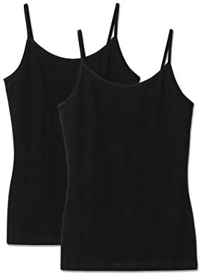 Snocks Spaghetti Top Damen aus Bio-Baumwolle 2er Pack - Körperbetonte Passform - Hochwertige Unterhemden mit klassischen Trägern