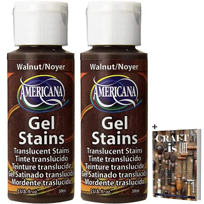Decoart Americana - Tinte en gel de nogal – Paquete de 2 unidades de 2 onzas, acabado de solución de tinte de madera de nogal, gel de manchas a base de agua para tableros de madera, tablones de madera