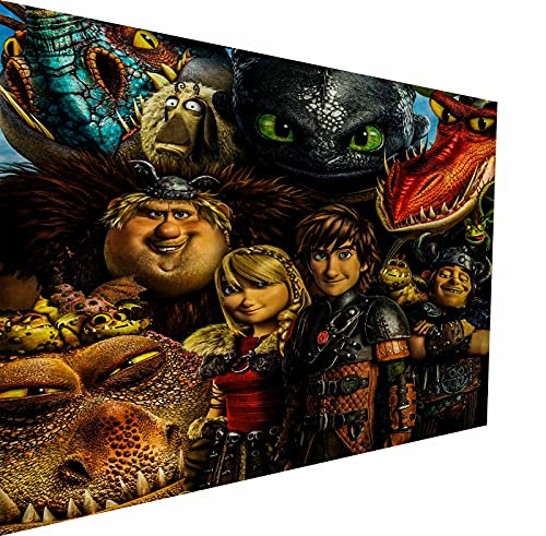 Magic Canvas Art - Bilder Drachenzähmen leicht gemacht Leinwandbild 1- teilig Hochwertiger Kunstdruck modern Wandbilder Wanddekoration Design Wand Bild, Größe: 60 x 40 cm