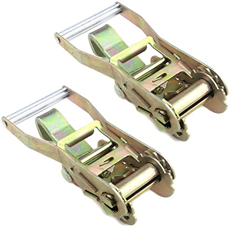 KUMGROT Lot de 2 Sangles d'arrimage à cliquet tendeur de 5,1 cm pour Chariot de remorquage, Voiture, Camion, remorque, avec Crochet en J, Convient pour Sangle de 50 mm de Largeur et 5000 kg de Charge