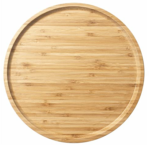 YANGQIHOME Plateau de Service en Bambou - Plat Rond de Présentation en Bois pour Charcuterie, Fromages, Desserts - 35 x 2 cm