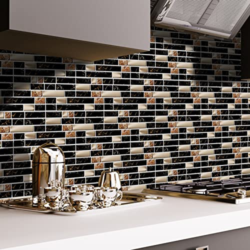 Fliesenaufkleber Mosaik Selbstklebende Fliesenaufkleber Bodenaufkleber Wandfliese Aufkleber Deko Fliesenfolie für Küche und Bad
