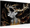 Runa Art Bild Hirsch Modern Wandbilder Wohnzimmer Schlafzimmer 1 Teilig - Made In Germany - Tiere Schwarz Gold Flur 042415a