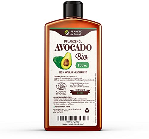 Avocadoöl Bio 150 ml- 100% Bio, Rein, Natürlich & Kaltgepresst, Avocado Oil zum Braten Grillen und als Würzöl oder Marinieren