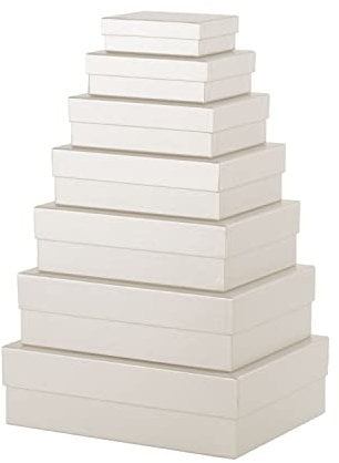 Rössler Papier 13411453510 - Boxline Geschenkbox mit Deckel, 7er Set Geschenkschachteln, Milk, Kartonagen rechteckig