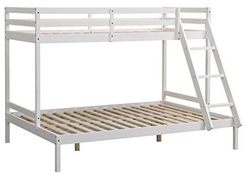 CLP Hochbett Lilly I Etagenbett Aus Kiefernholz I Doppelstockbett Mit Lattenrosten, Farbe:weiß, Größe:80x200 cm / 120x200 cm