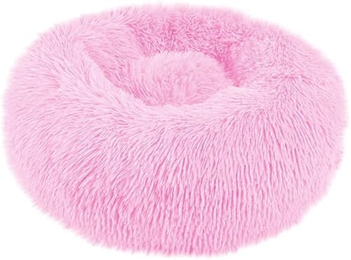 Aldenhoven Goods Hundebett Plüsch 40-120 cm Rund Katzenbett Hundekissen Katzenkissen Donut Hundekörbchen Blitzversand (Babyrosa 50 cm)