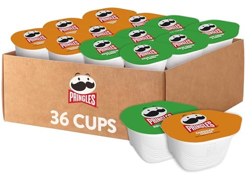 Pringles Kartoffelchips, Snack-Stapel, Lunch-Snacks, Büro- und Kinder-Snacks, Sortimentspackung (36 Tassen)